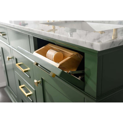 54" Vogue Green Finish Double Sink Vanity Cabinet With Carrara White Top - WLF2254-VG