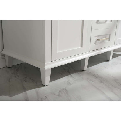 54" White Finish Double Sink Vanity Cabinet With Carrara White Top - WLF2254-W