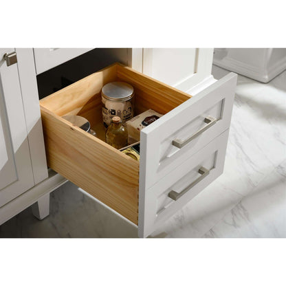 54" White Finish Double Sink Vanity Cabinet With Carrara White Top - WLF2254-W