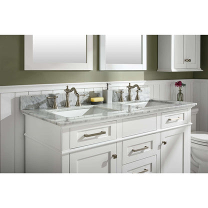 54" White Finish Double Sink Vanity Cabinet With Carrara White Top - WLF2254-W