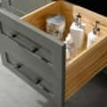 Load image into Gallery viewer, 60&quot; Pewter Green Finish Double Sink Vanity Cabinet With Blue Lime Stone Top - WLF2260D-PG