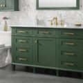 Load image into Gallery viewer, 60&quot; Vogue Green Finish Single Sink Vanity Cabinet With Carrara White Top - WLF2260S-VG