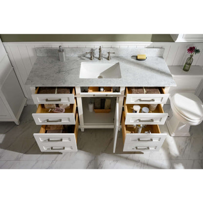 60" White Finish Single Sink Vanity Cabinet With Carrara White Top - WLF2260S-W