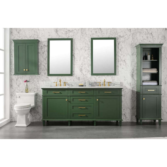 72" Vogue Green Double Single Sink Vanity Cabinet With Carrara White Top - WLF2272-VG