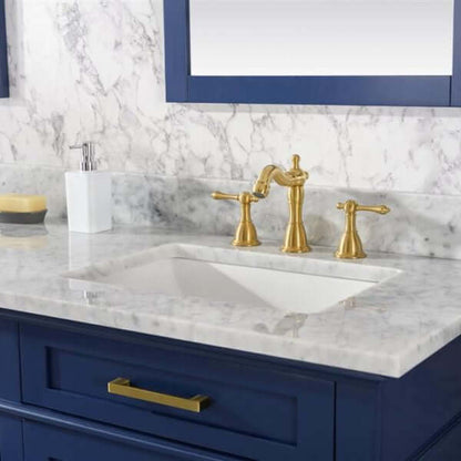 72" Blue Double Single Sink Vanity Cabinet With Carrara White Top - WLF2272-B