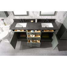 Load image into Gallery viewer, 72&quot; Pewter Green Double Single Sink Vanity Cabinet With Blue Lime Stone Top - WLF2272-PG