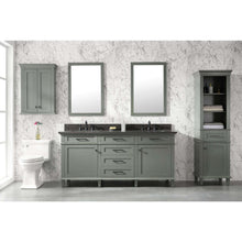 Load image into Gallery viewer, 72&quot; Pewter Green Double Single Sink Vanity Cabinet With Blue Lime Stone Top - WLF2272-PG