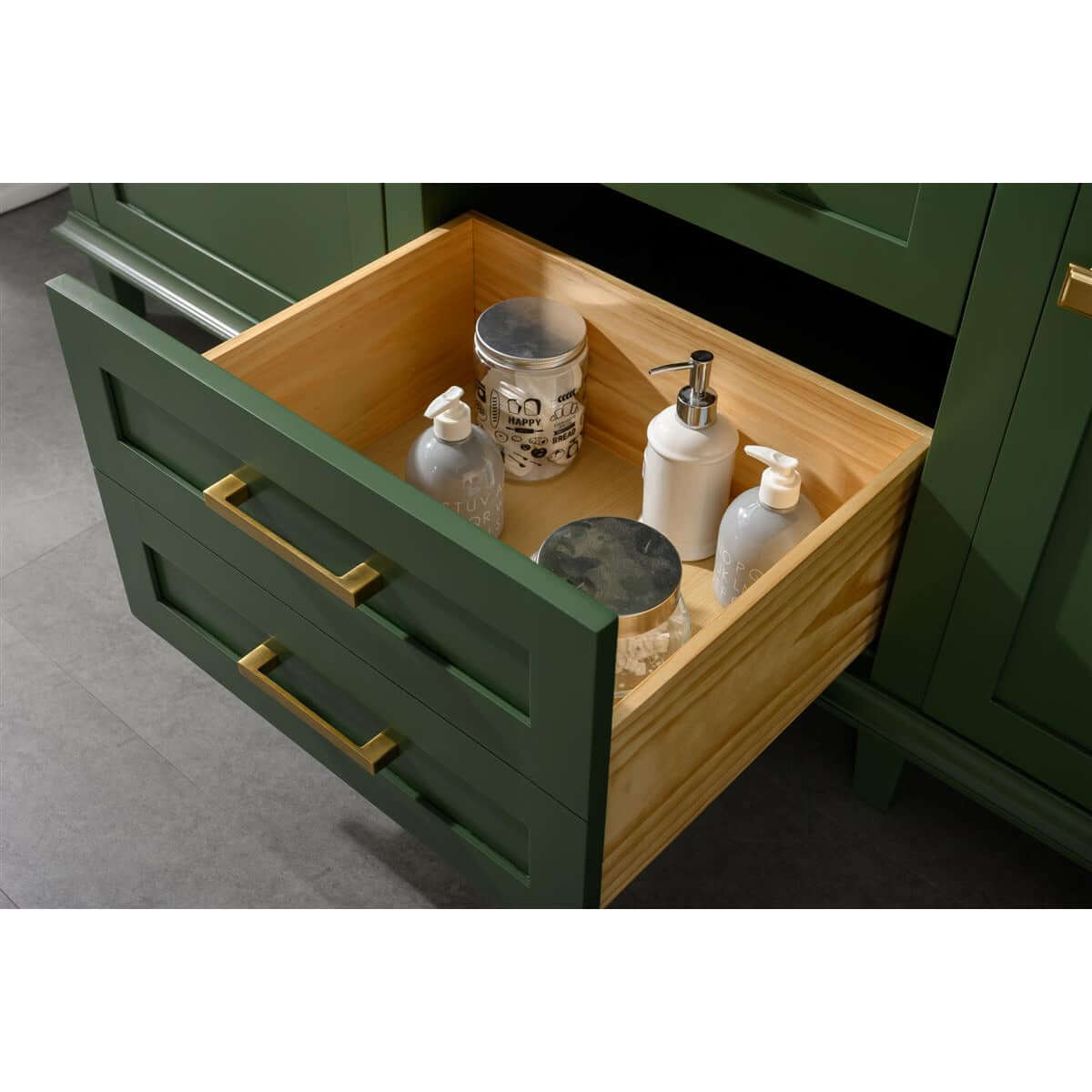 72" Vogue Green Double Single Sink Vanity Cabinet With Carrara White Top - WLF2272-VG