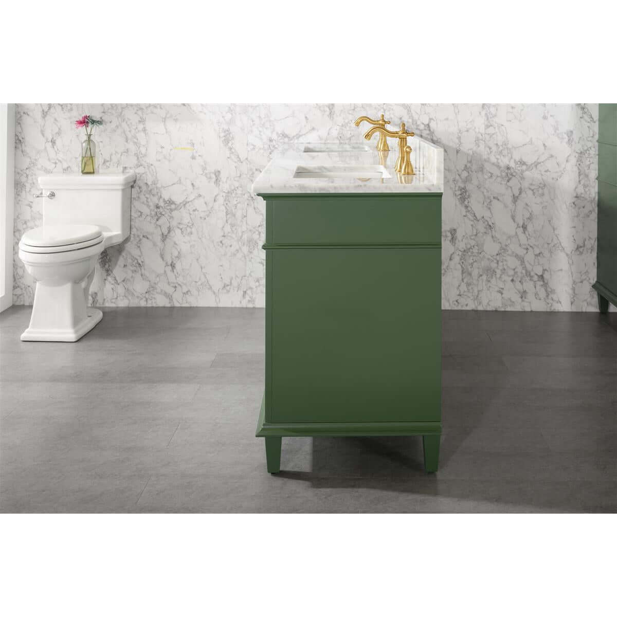 72" Vogue Green Double Single Sink Vanity Cabinet With Carrara White Top - WLF2272-VG