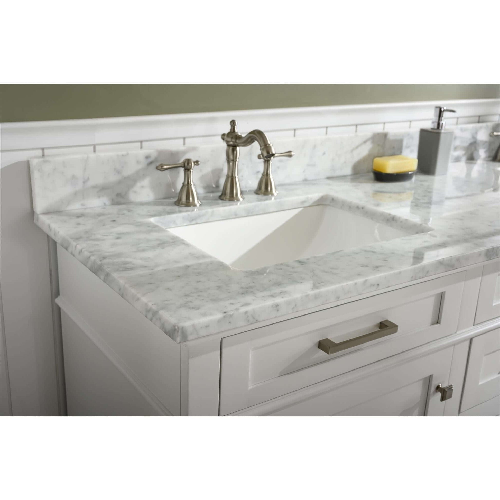 72" White Double Single Sink Vanity Cabinet With Carrara White Top - WLF2272-W