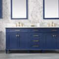 80" Blue Double Sink Vanity Cabinet With Carrara White Quartz Top Wlf2280-Cw-Qz - WLF2280-B