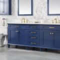 80" Blue Double Sink Vanity Cabinet With Carrara White Quartz Top Wlf2280-Cw-Qz - WLF2280-B