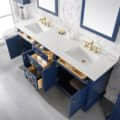 80" Blue Double Sink Vanity Cabinet With Carrara White Quartz Top Wlf2280-Cw-Qz - WLF2280-B