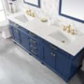 80" Blue Double Sink Vanity Cabinet With Carrara White Quartz Top Wlf2280-Cw-Qz - WLF2280-B