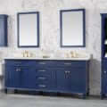 80" Blue Double Sink Vanity Cabinet With Carrara White Quartz Top Wlf2280-Cw-Qz - WLF2280-B