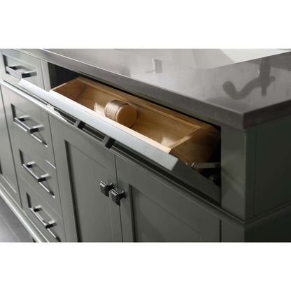 80" Pewter Green Double Single Sink Vanity Cabinet With Blue Lime Stone Quartz Top Wlf2280-Bs-Qz - WLF2280-PG