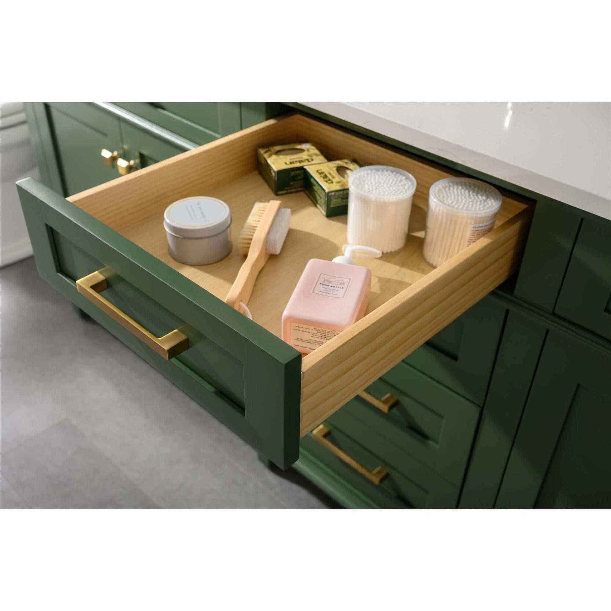 80" Vogue Green Double Single Sink Vanity Cabinet With Carrara White Quartz Top Wlf2280-Cw-Qz - WLF2280-VG