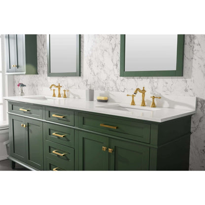 80" Vogue Green Double Single Sink Vanity Cabinet With Carrara White Quartz Top Wlf2280-Cw-Qz - WLF2280-VG