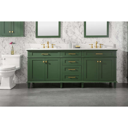 80" Vogue Green Double Single Sink Vanity Cabinet With Carrara White Quartz Top Wlf2280-Cw-Qz - WLF2280-VG