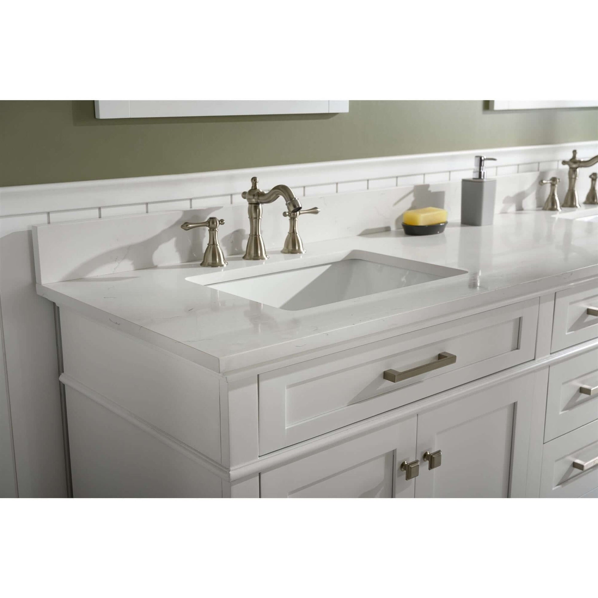 80" White Double Single Sink Vanity Cabinet With Carrara White Quartz Top Wlf2280-Cw-Qz - WLF2280-W