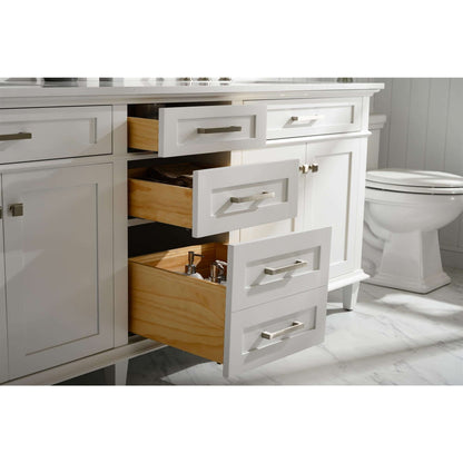 80" White Double Single Sink Vanity Cabinet With Carrara White Quartz Top Wlf2280-Cw-Qz - WLF2280-W