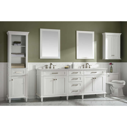 80" White Double Single Sink Vanity Cabinet With Carrara White Quartz Top Wlf2280-Cw-Qz - WLF2280-W