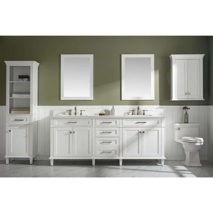 80" White Double Single Sink Vanity Cabinet With Carrara White Quartz Top Wlf2280-Cw-Qz - WLF2280-W