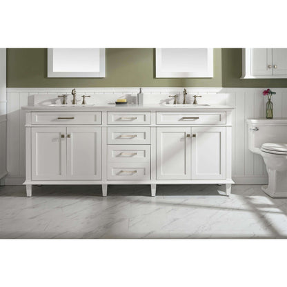 80" White Double Single Sink Vanity Cabinet With Carrara White Quartz Top Wlf2280-Cw-Qz - WLF2280-W