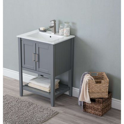 24" KD Westchester Gray Single Sink Vanity - WLF6023-JK