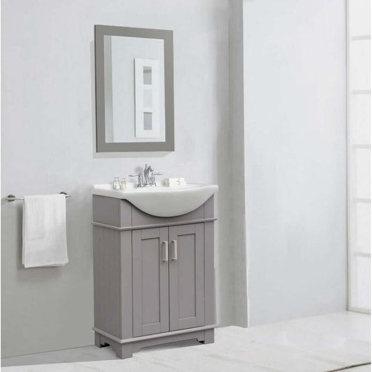 24" Gray Single Sink Vanity, No Faucet - WLF6042-G