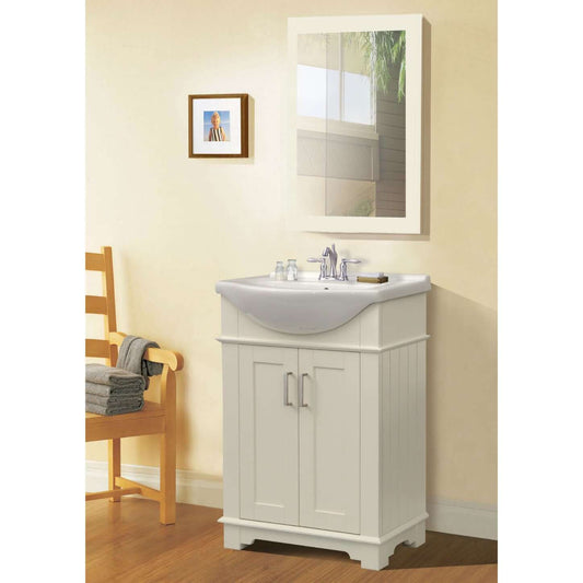 24" White Sink Vanity, No Faucet - WLF6042-W