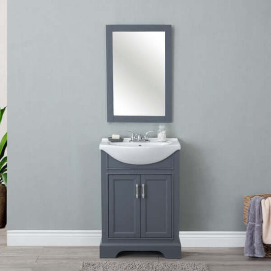 24" Gray Single Sink Vanity, No Faucet - WLF6046