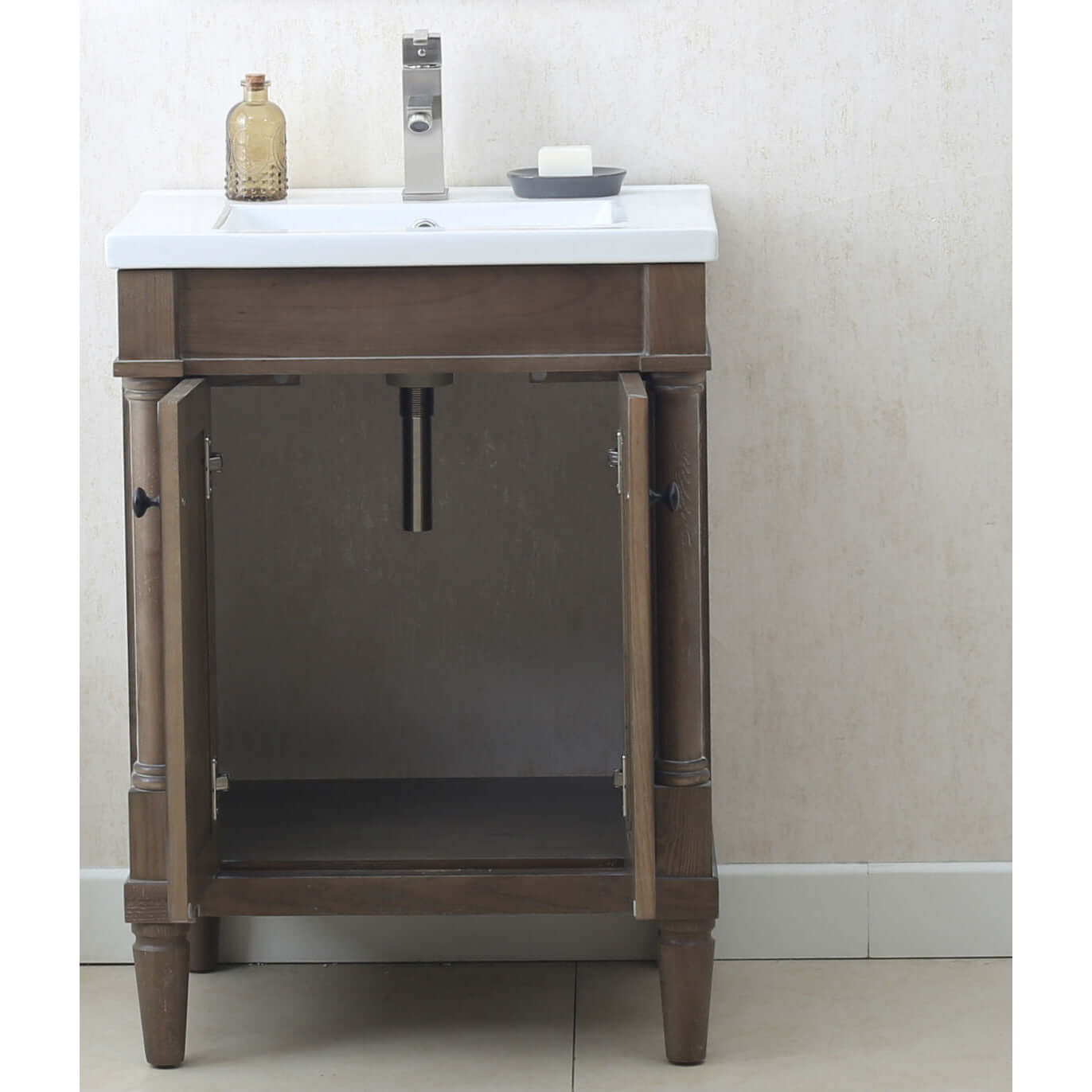 24" Weathered Gray Sink Vanity, No Faucet - WLF7021-24