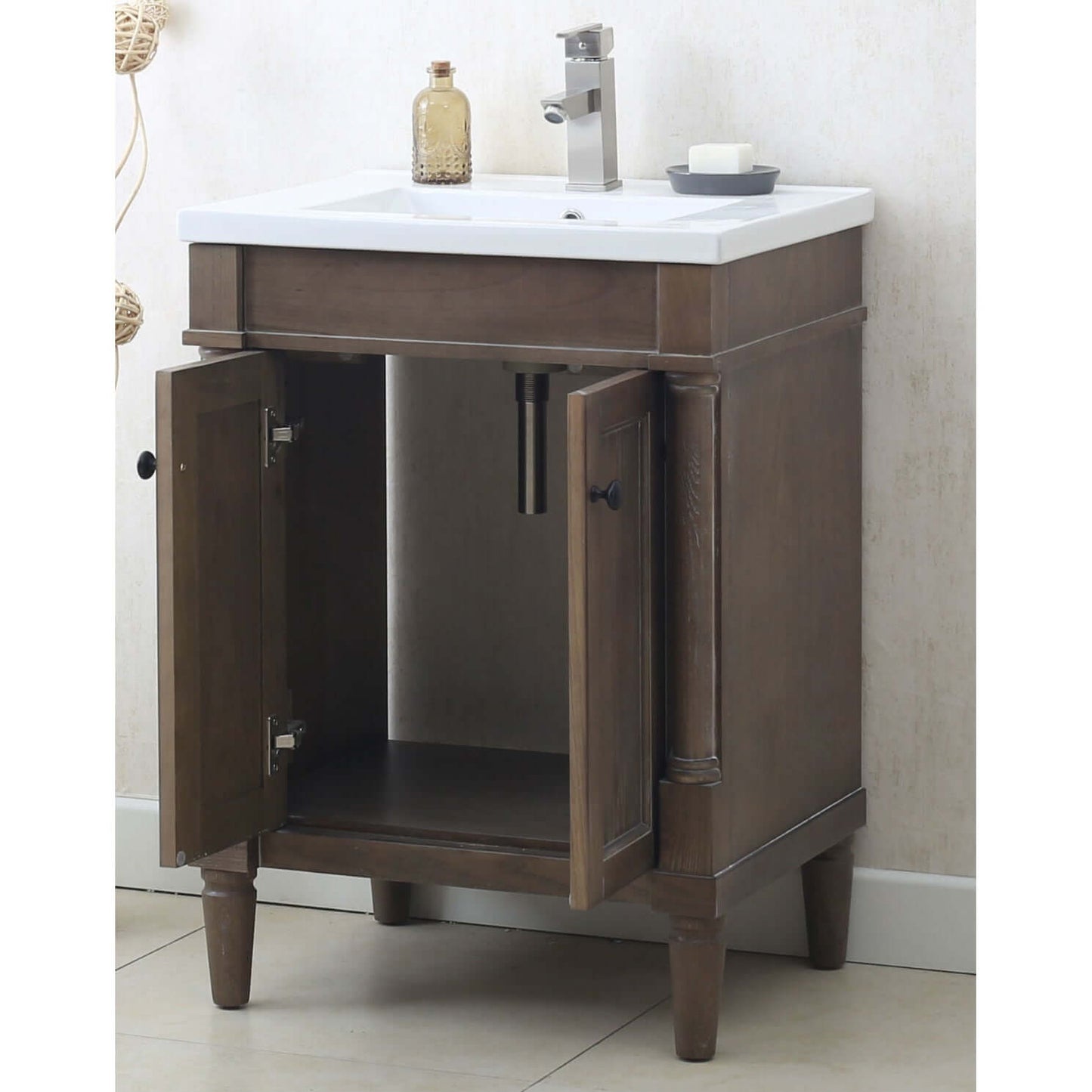 24" Weathered Gray Sink Vanity, No Faucet - WLF7021-24