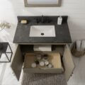 36" Antique Gray Oak Vanity With Blue Limestone Top - WLF7040-36-AGO-BS