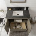 Load image into Gallery viewer, 36&quot; Antique Gray Oak Vanity With Blue Limestone Top - WLF7040-36-AGO-BS