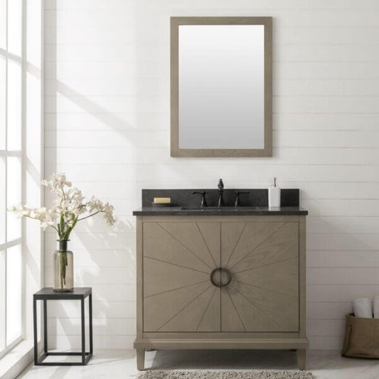 36" Antique Gray Oak Vanity With Blue Limestone Top - WLF7040-36-AGO-BS