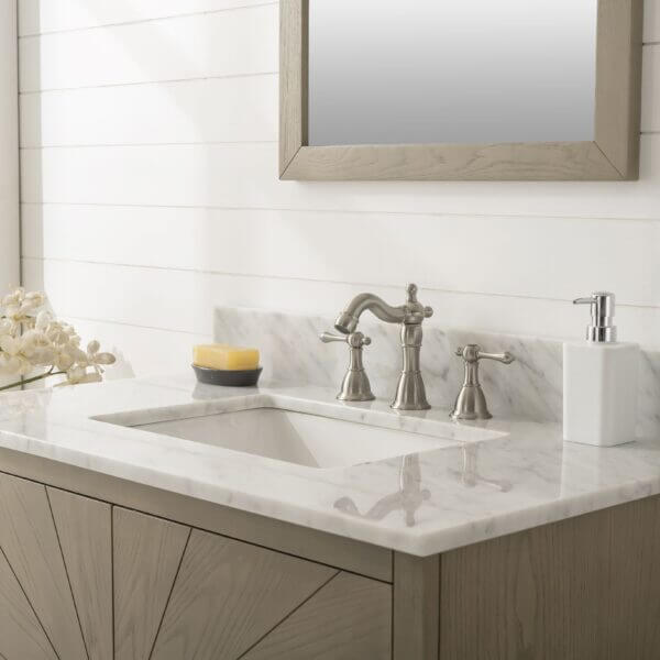 36" Antique Gray Oak Vanity With Carrara White Top - WLF7040-36-AGO-CW