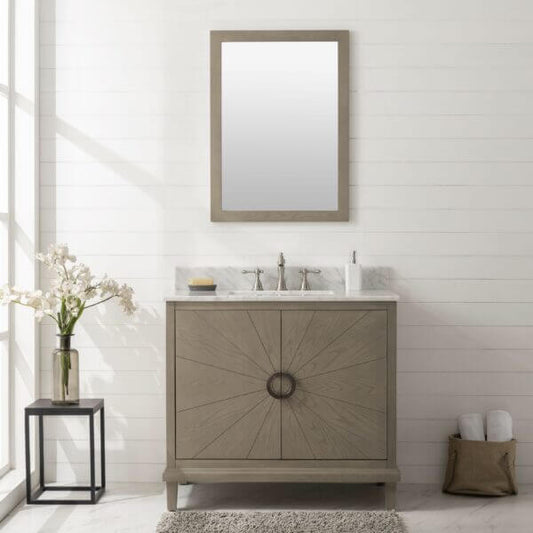 36" Antique Gray Oak Vanity With Carrara White Top - WLF7040-36-AGO-CW