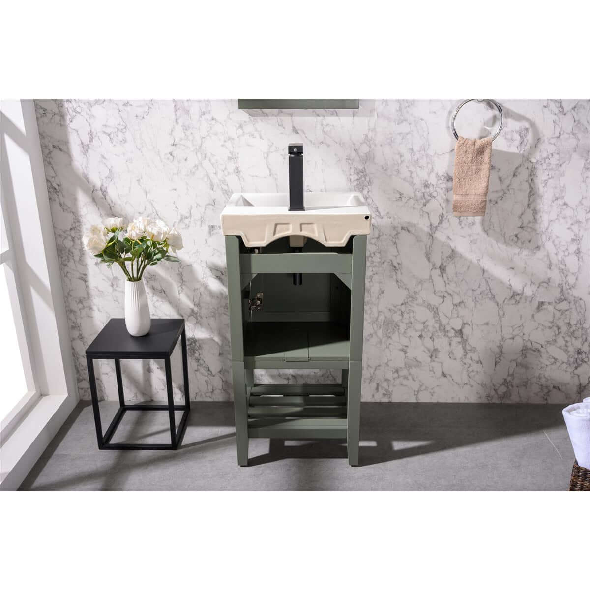 18" Pewter Green Single Sink Vanity - WLF9018-PG