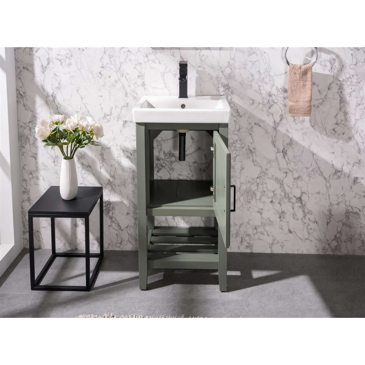 18" Pewter Green Single Sink Vanity - WLF9018-PG