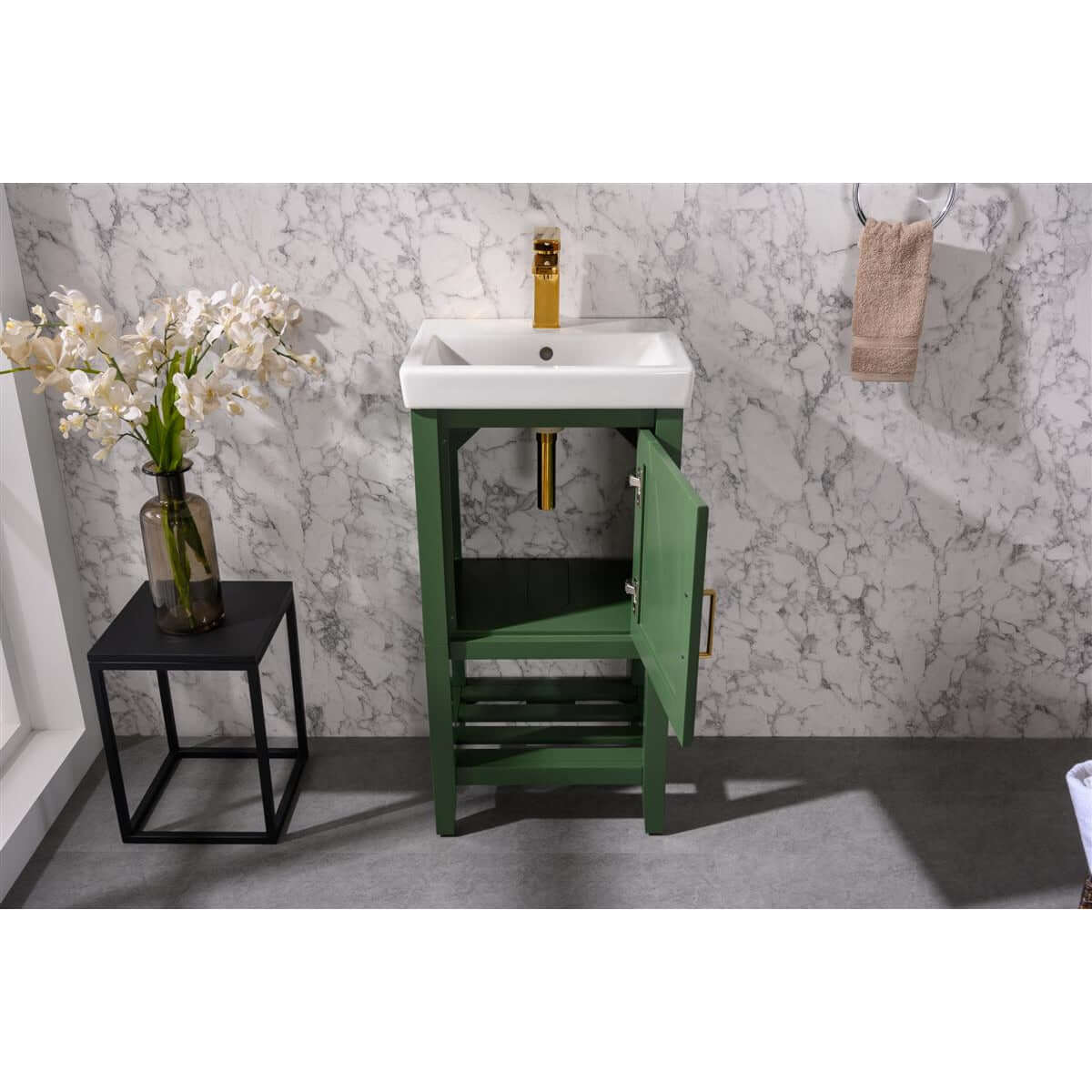 18" Pewter Green Single Sink Vanity - WLF9018-VG