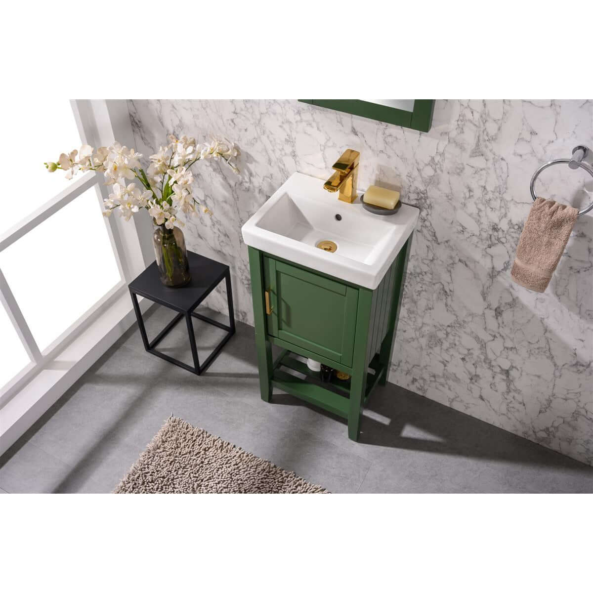 18" Pewter Green Single Sink Vanity - WLF9018-VG