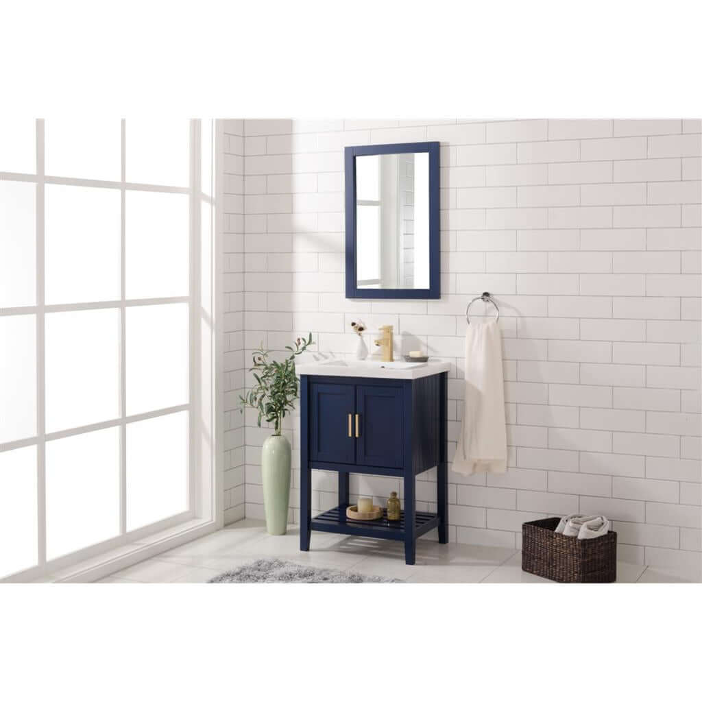 24" KD Blue Single Sink Vanity - WLF9024-B