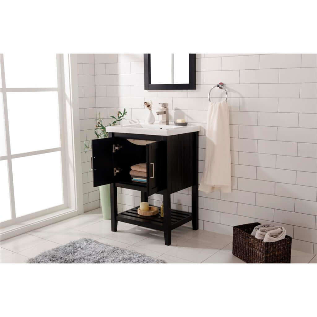 24" KD Espresso Single Sink Vanity - WLF9024-E