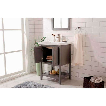 24" KD Gray Single Sink Vanity - WLF9024-G