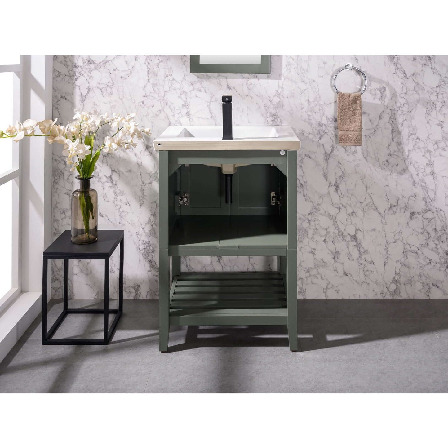 24" KD Pewter Green Single Sink Vanity - WLF9024-PG