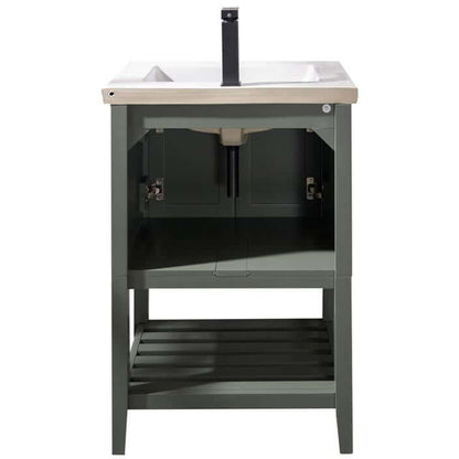 24" KD Pewter Green Single Sink Vanity - WLF9024-PG