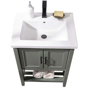 24" KD Pewter Green Single Sink Vanity - WLF9024-PG