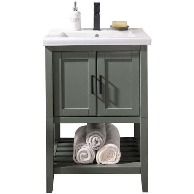 24" KD Pewter Green Single Sink Vanity - WLF9024-PG